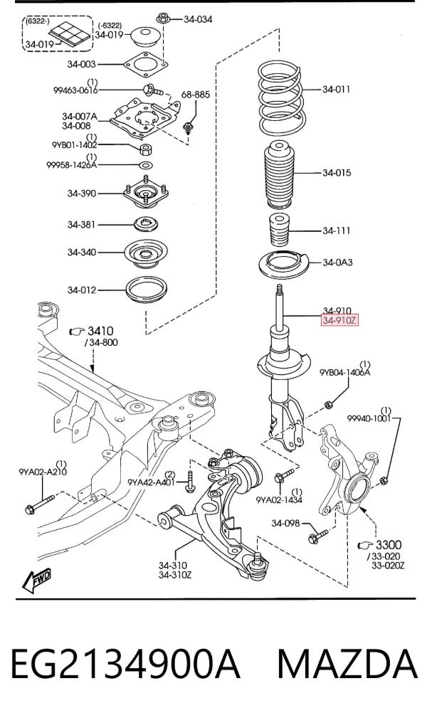 Amortyzator przedni lewy EG2134900A Mazda