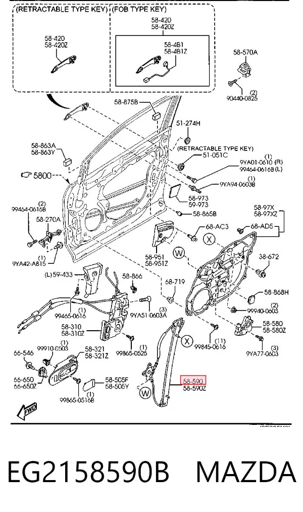 Mechanizm podnoszenia szyby drzwi przednich prawych Mazda CX-7 ER