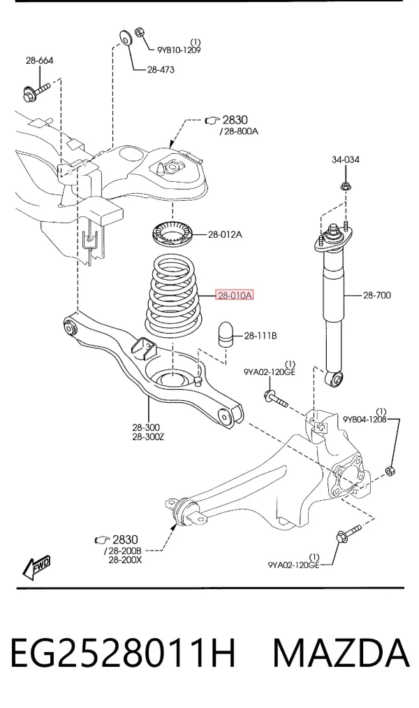 Sprężyna tylna EG2528011H Mazda
