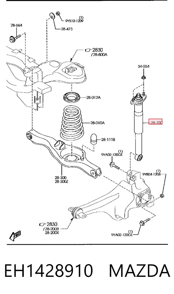 Amortyzator tylny EH1428910 Mazda