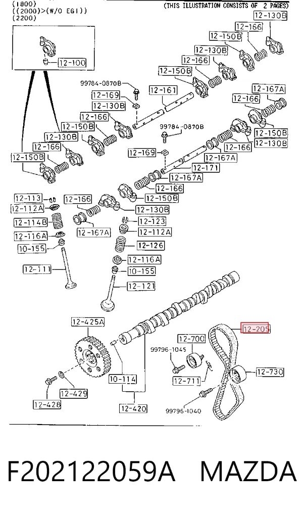 Pasek rozrządu F202122059A Mazda