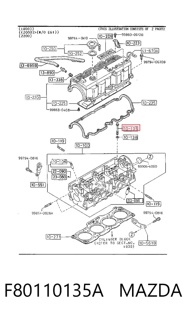 Śruba głowicy cylindrów F80110135A Mazda