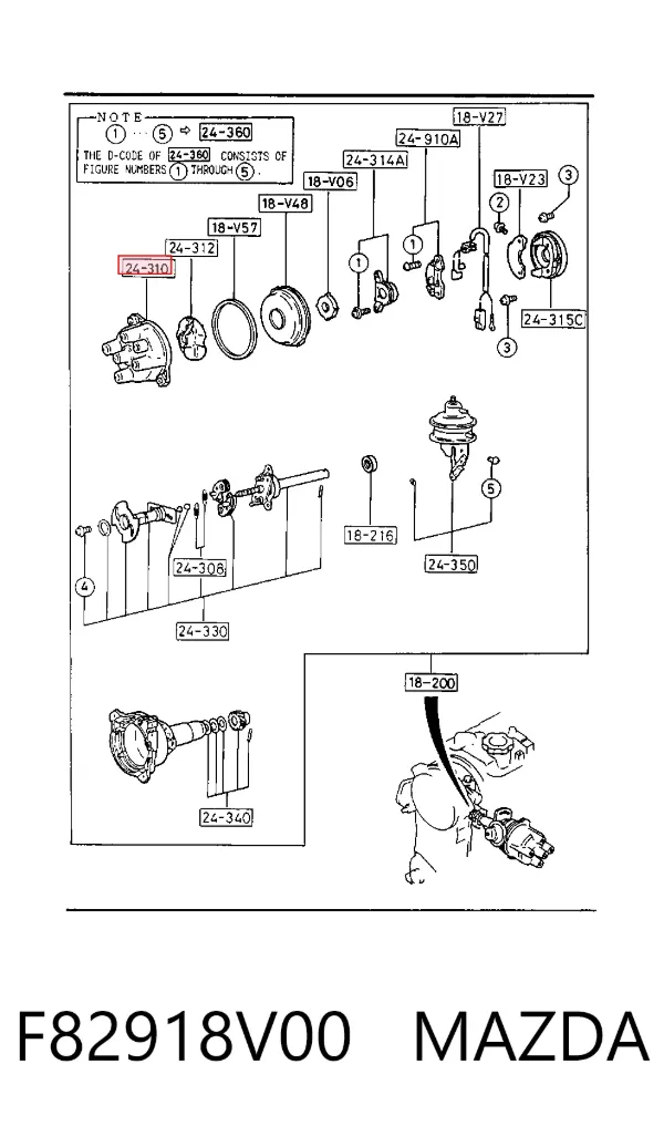 Kopułka rozdzielacza zapłonu F82918V00 Mazda