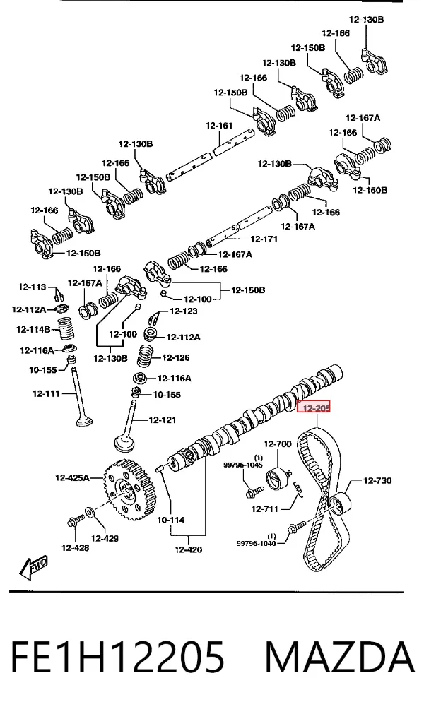 Pasek rozrządu FE1H12205 Mazda