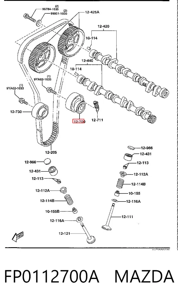 Rolka napinacza paska rozrządu FP0112700A Mazda