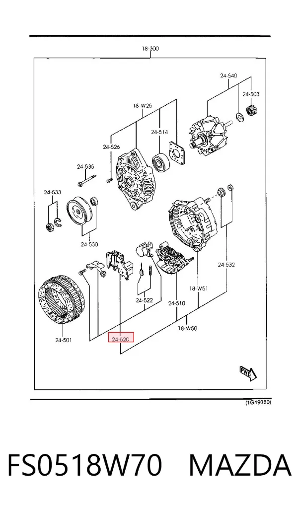 Regulator alternatora (przekaźnik ładowania) FS0518W70 Mazda
