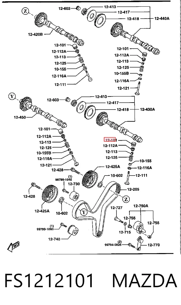 Kompensator hydrauliczny (popychacz hydrauliczny), popychacz zaworu FS1212101 Mazda