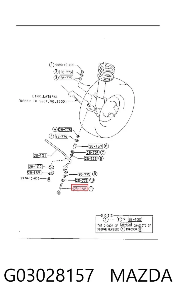 Łącznik stabilizatora tylnego G03028157 Mazda