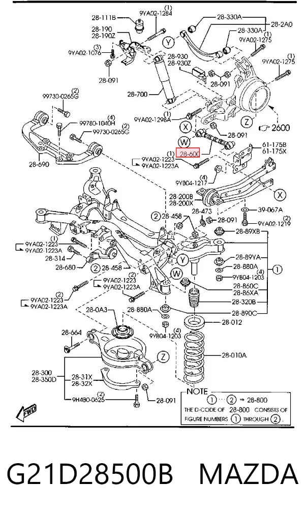 Drążek poprzeczny zawieszenia tylnego G21D28500B Mazda