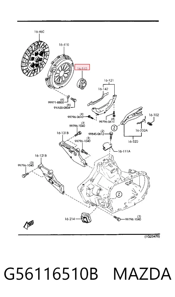 Łożysko wyciskowe sprzęgła G56116510B Mazda
