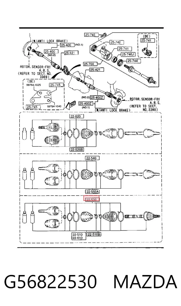 Osłona przegubu homokinetycznego półosi przedniej zewnętrzna G56822530 Mazda