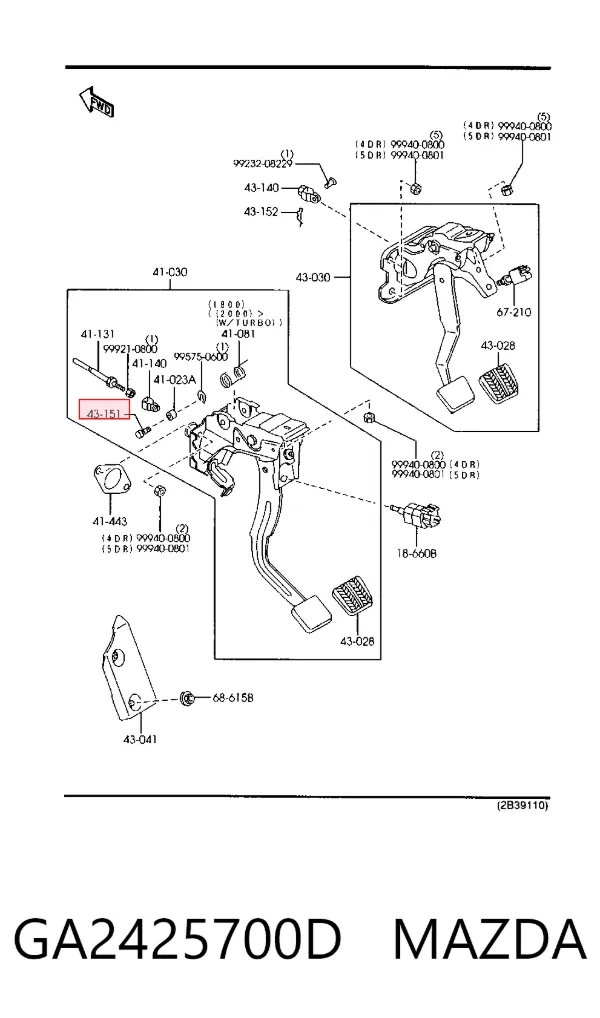Wał napędowy półosi pośredni GA2425700D Mazda