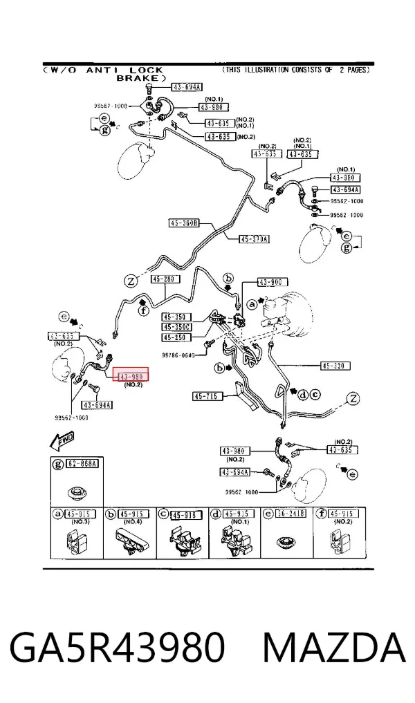 Przewód hamulcowy przedni GA5R43980 Mazda