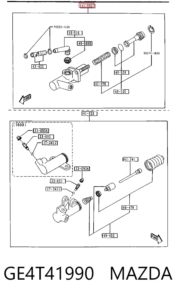 Cylinder sprzęgła główny GE4T41990 Mazda
