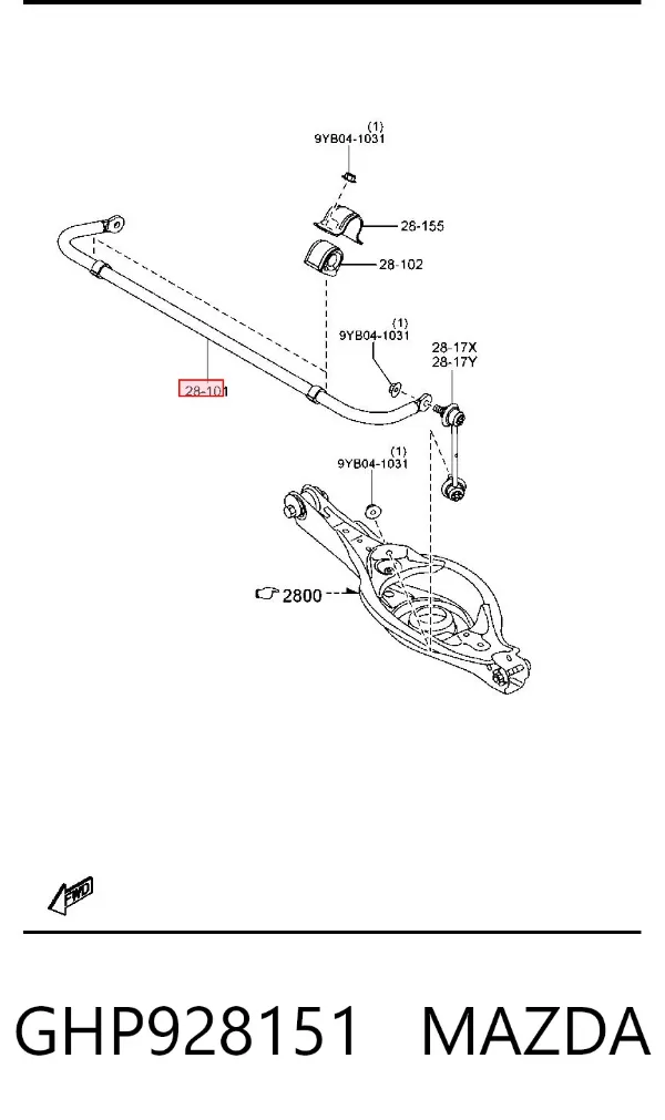 Stabilizator tylny Mazda 6 GJ, GL