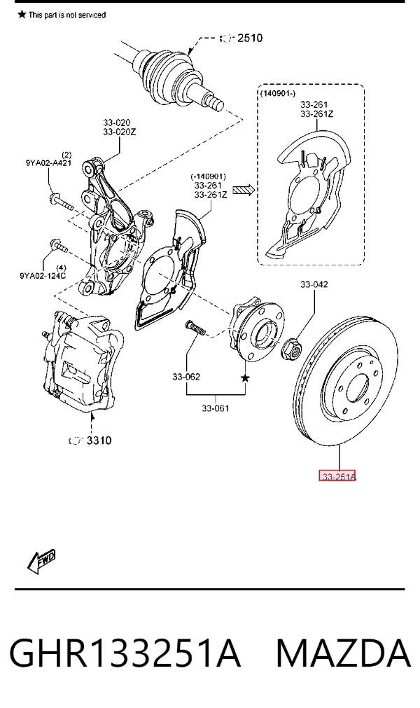 Tarcza hamulcowa przednia GHR133251A Mazda