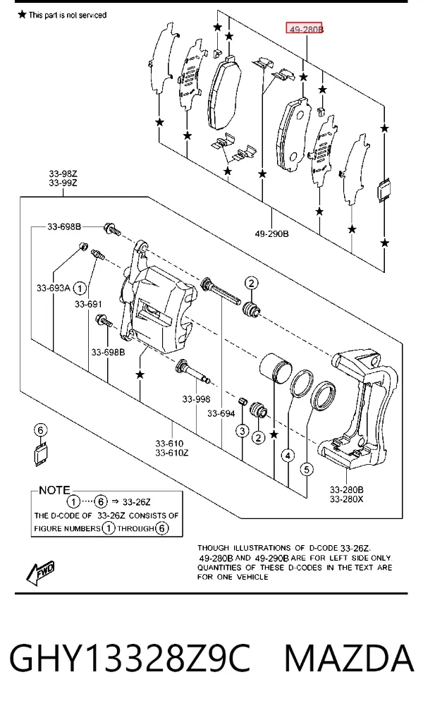 Klocki hamulcowe przednie tarczowe GHY13328Z9C Mazda