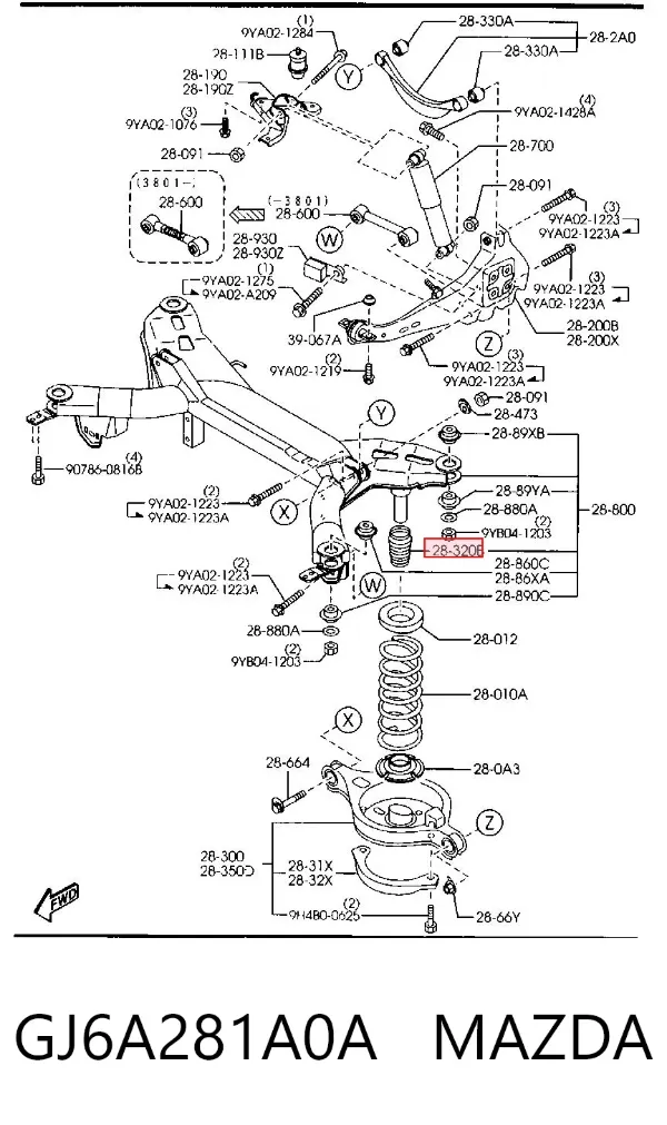 Odbój sprężyny tylnej GJ6A281A0A Mazda
