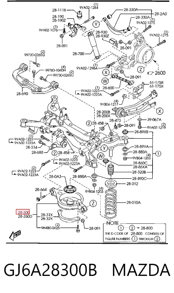 Wahacz zawieszenia tylnego dolny prawy GJ6A28300B Mazda