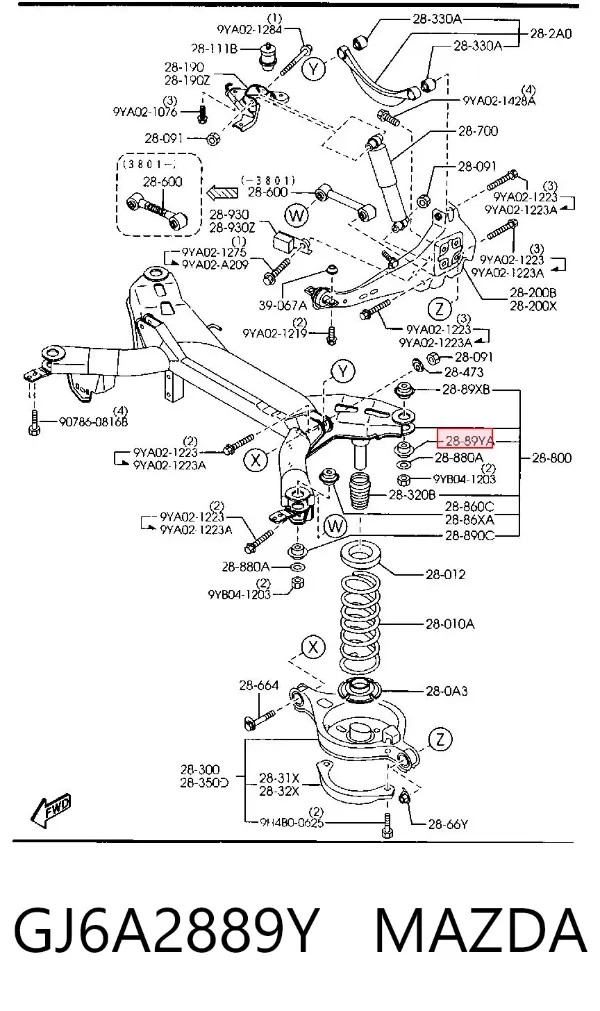 Silentblock tylnej belki GJ6A2889Y Mazda
