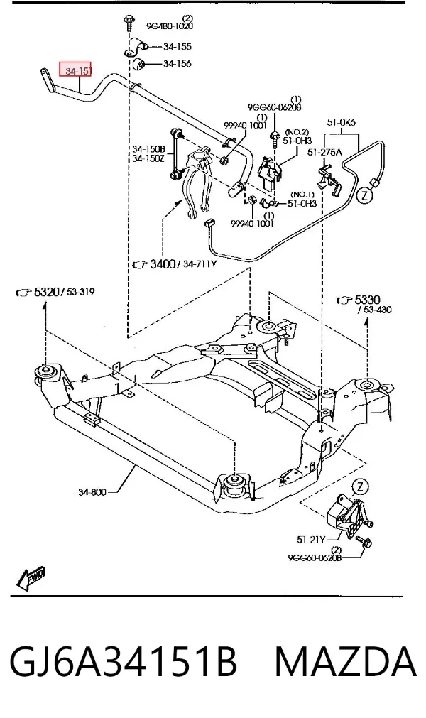 Stabilizator przedni Mazda 6 GY