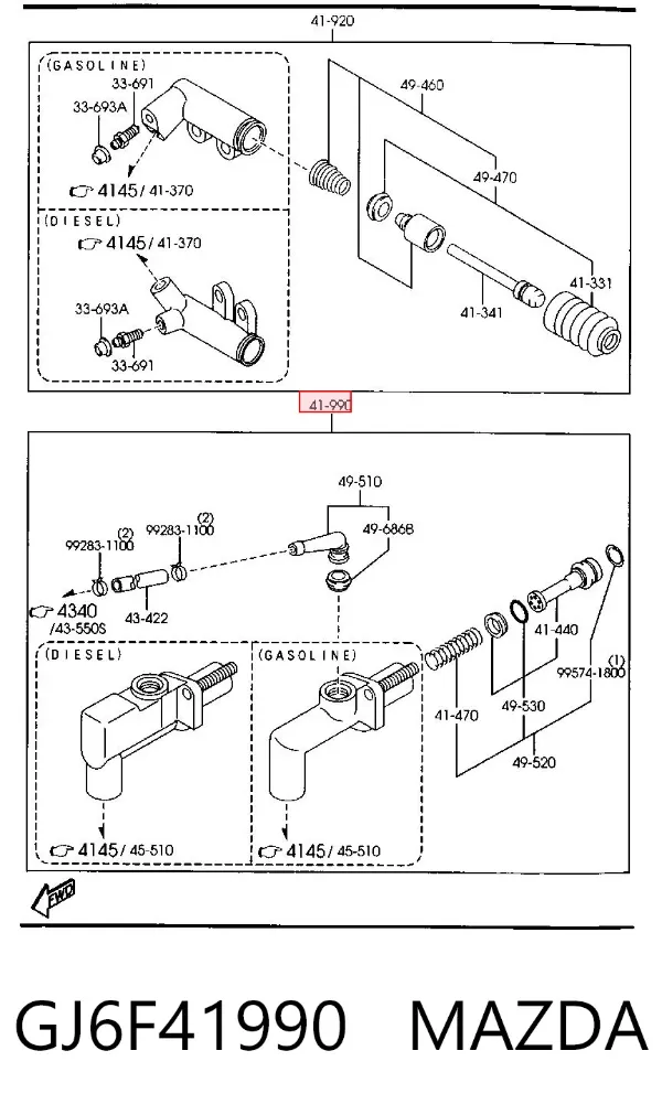 Cylinder sprzęgła główny GJ6F41990 Mazda