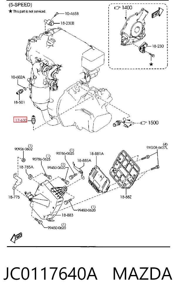 Czujnik włączania światła cofania JC0117640A Mazda