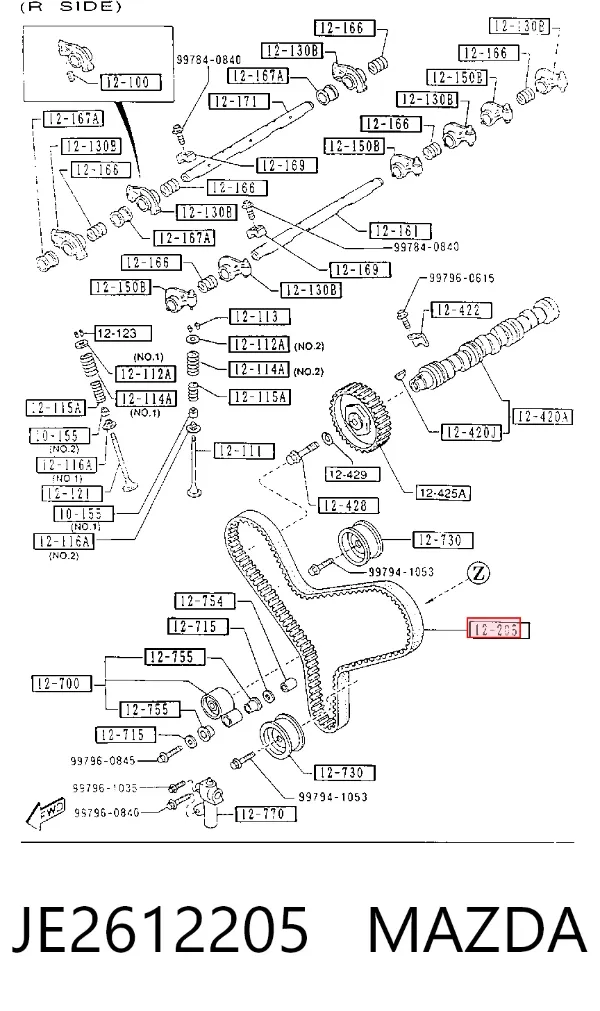 Pasek rozrządu JE2612205 Mazda