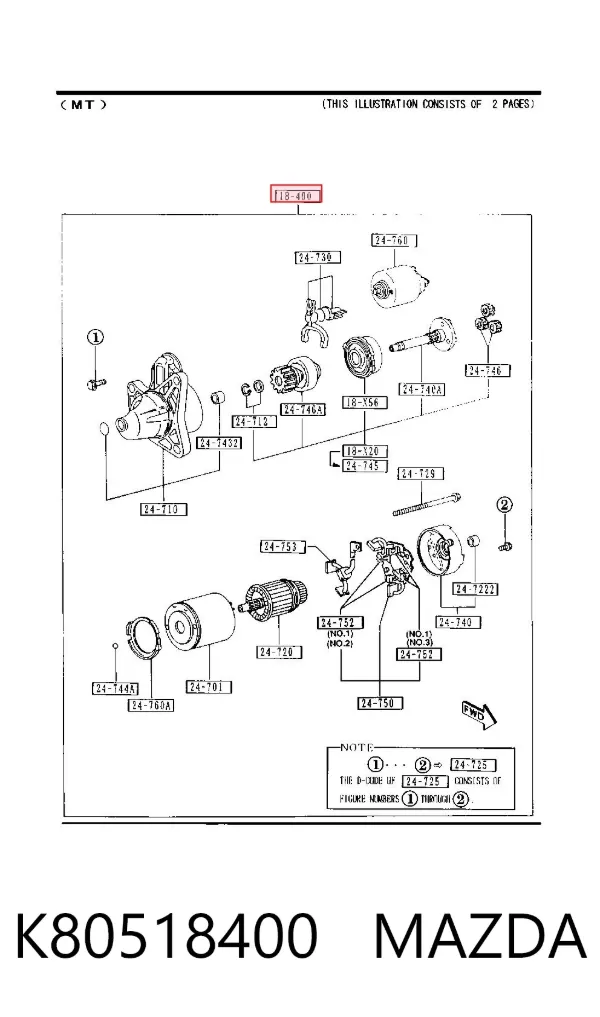 Rozrusznik K80518400 Mazda