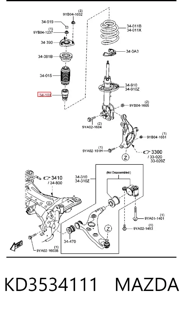 Odbój amortyzatora przedniego KD3534111 Mazda
