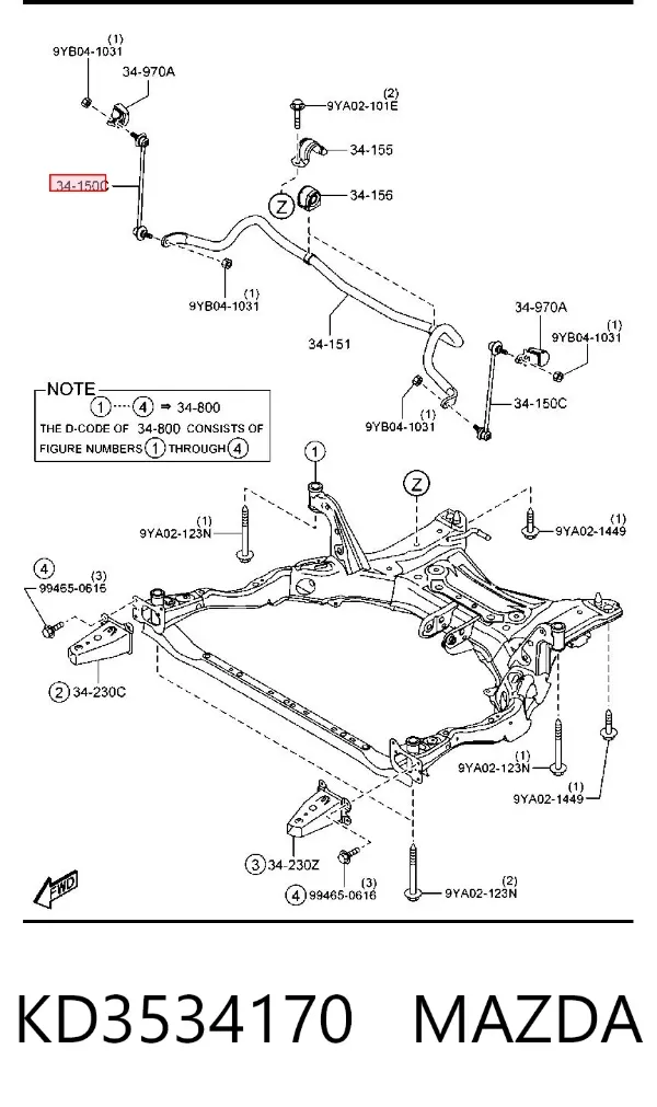 Łącznik stabilizatora przedniego KD3534170 Mazda