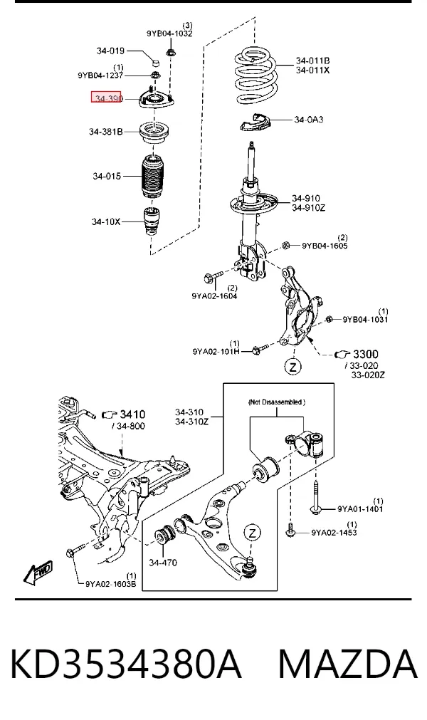 Poduszka amortyzatora przedniego KD3534380A Mazda