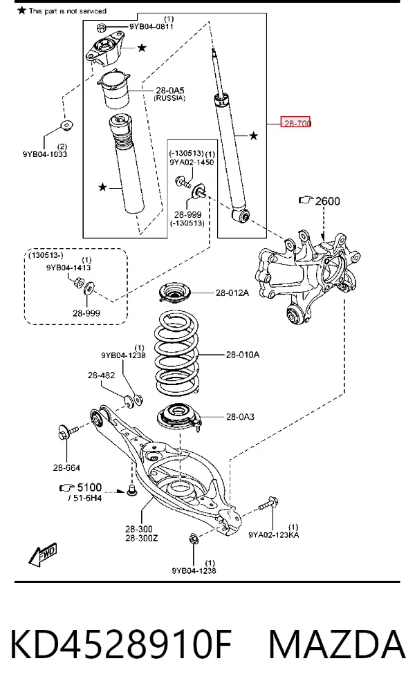 Amortyzator tylny KD4528910F Mazda