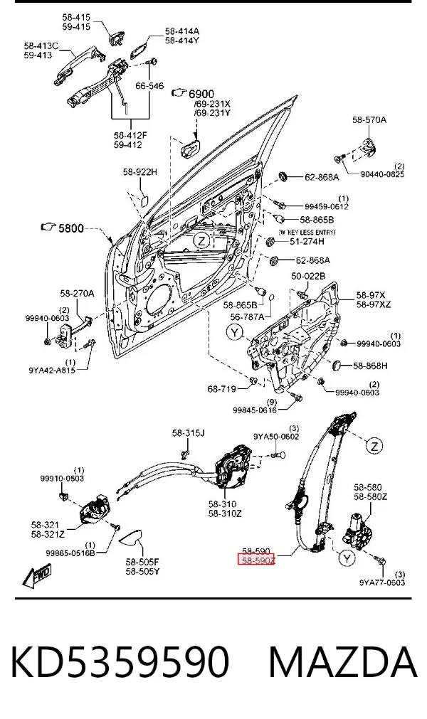 Mechanizm podnoszenia szyby drzwi przednich lewych Mazda CX-5 I