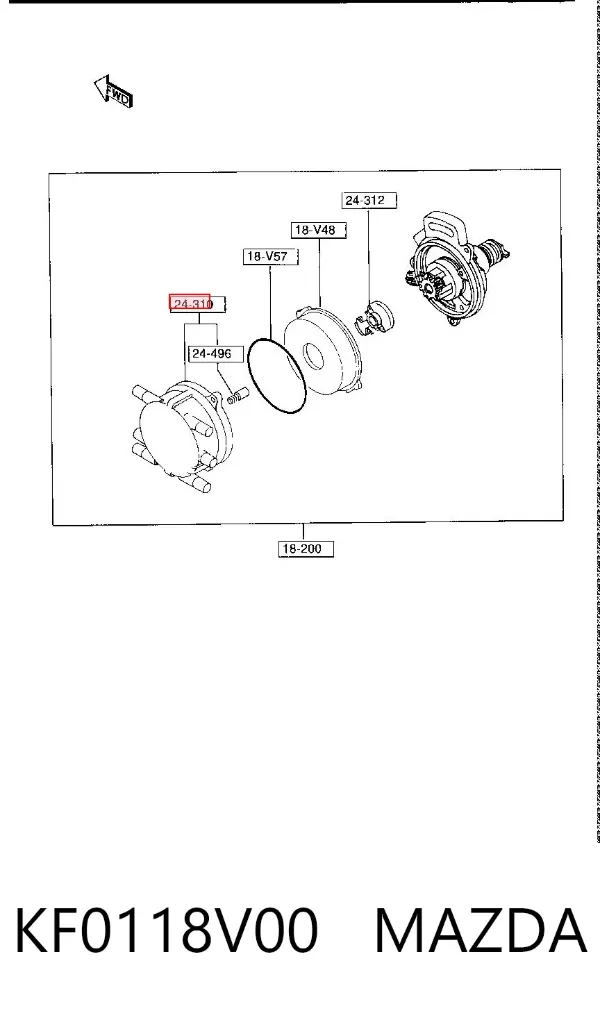 Kopułka rozdzielacza zapłonu KF0118V00 Mazda