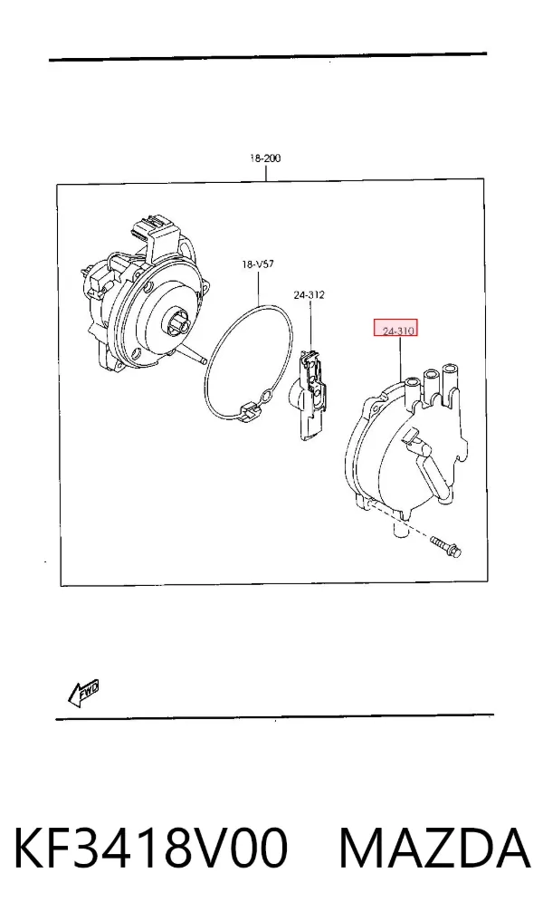 Kopułka rozdzielacza zapłonu KF3418V00 Mazda