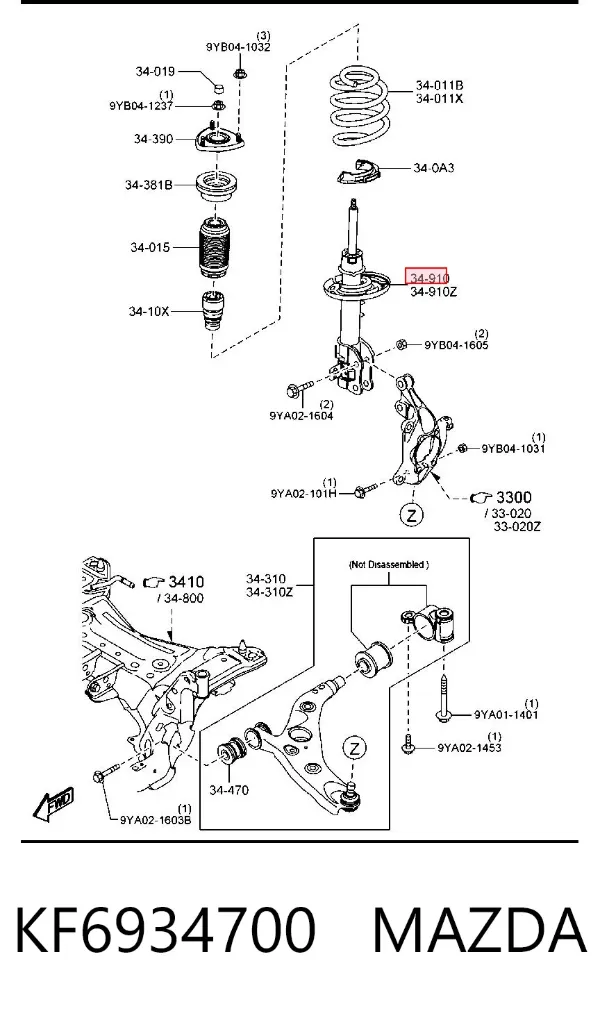 Amortyzator przedni prawy KF6934700 Mazda