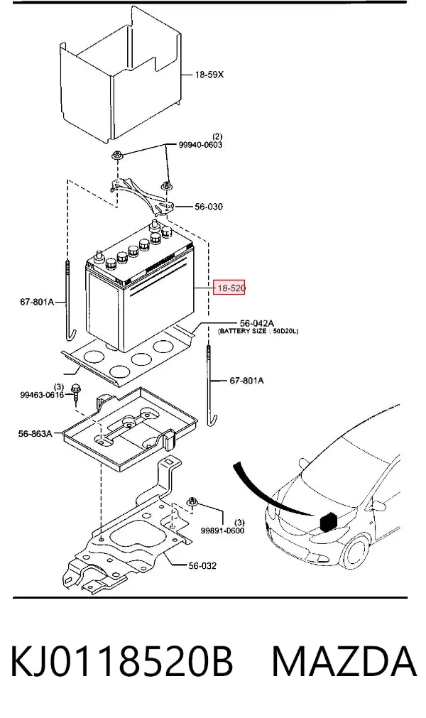 Bateria (akumulator) KJ0118520B Mazda