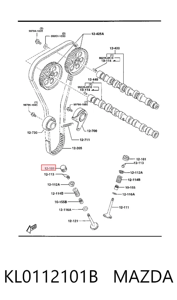 Kompensator hydrauliczny (popychacz hydrauliczny), popychacz zaworu KL0112101B Mazda