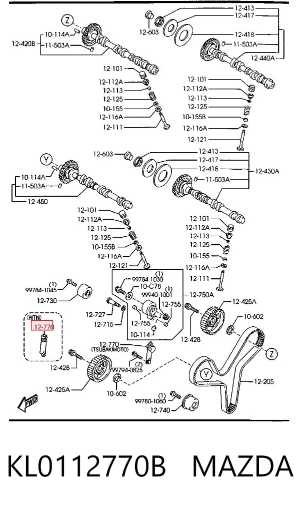 Napinacz paska rozrządu KL0112770B Mazda