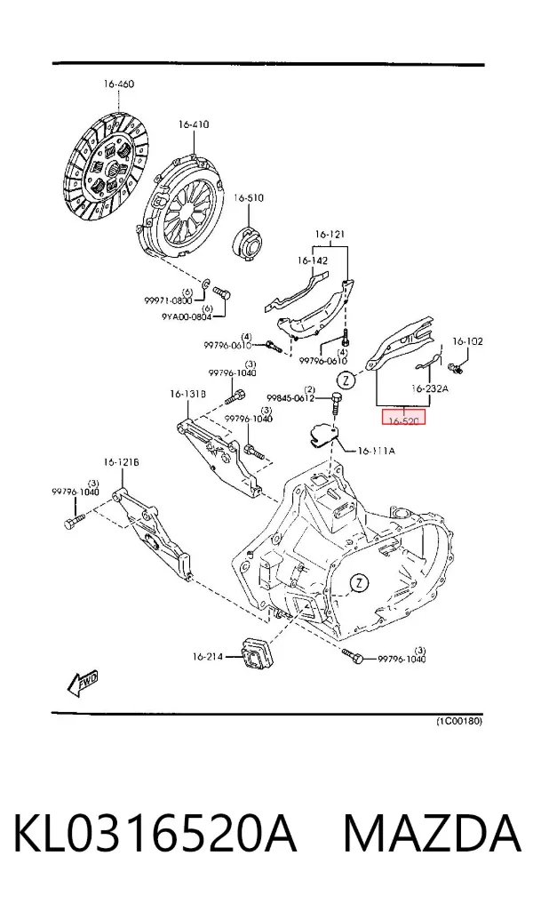 Widełki sprzęgła KL0316520A Mazda