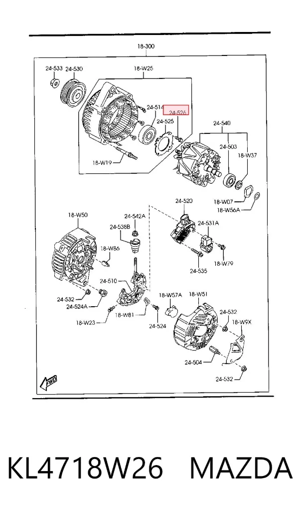 Łożysko alternatora KL4718W26 Mazda