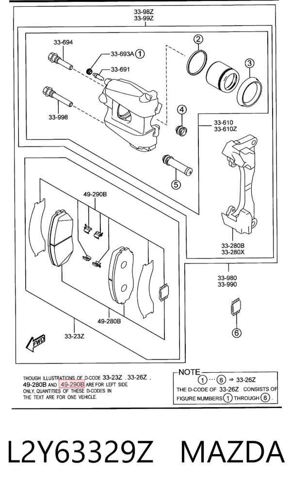 Klocki hamulcowe przednie tarczowe L2Y63329Z Mazda