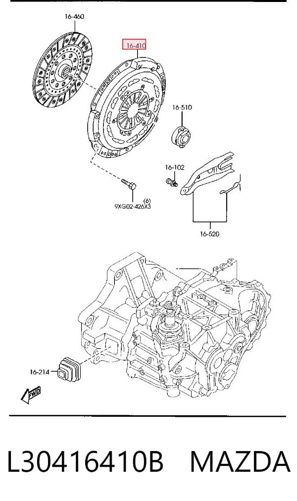 Docisk sprzęgła L30416410B Mazda