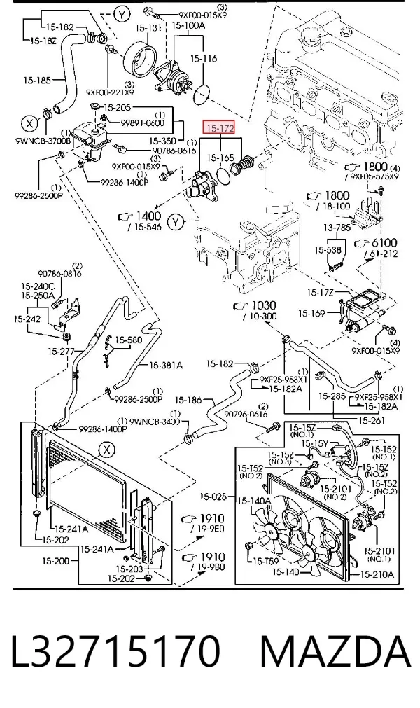 Termostat L32715170 Mazda