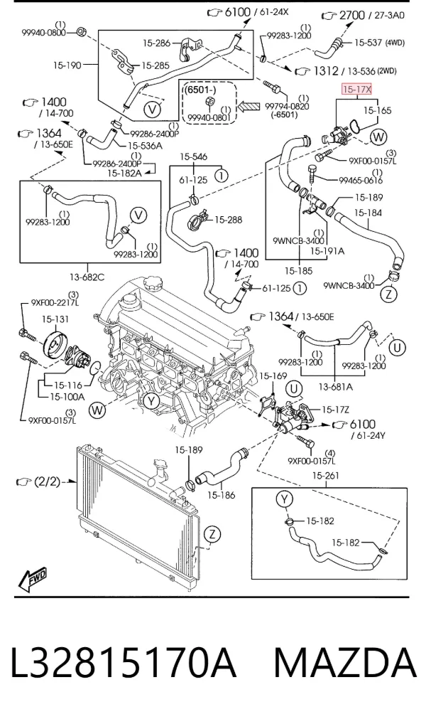 Termostat L32815170A Mazda