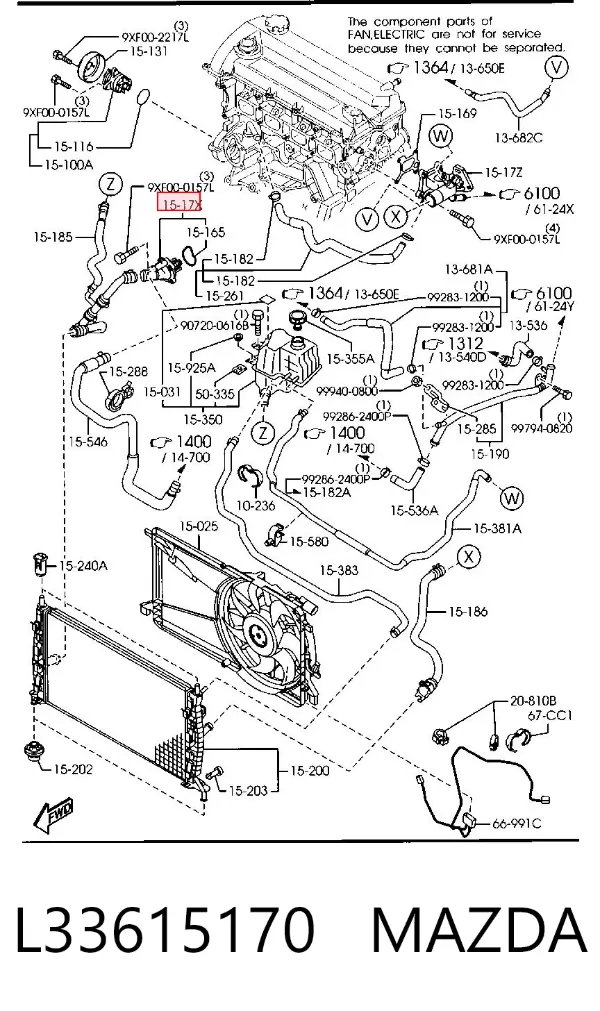 Termostat L33615170 Mazda