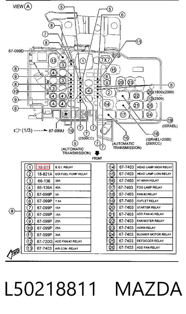 Elektryczne przekaźnik wielofunkcyjne L50218811 Mazda