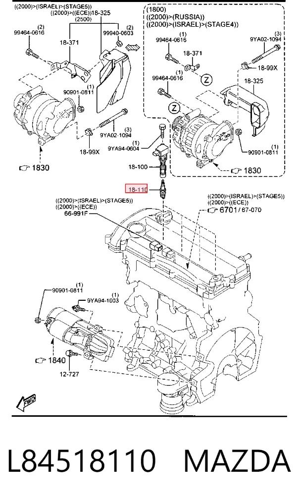Świeca zapłonowa L84518110 Mazda
