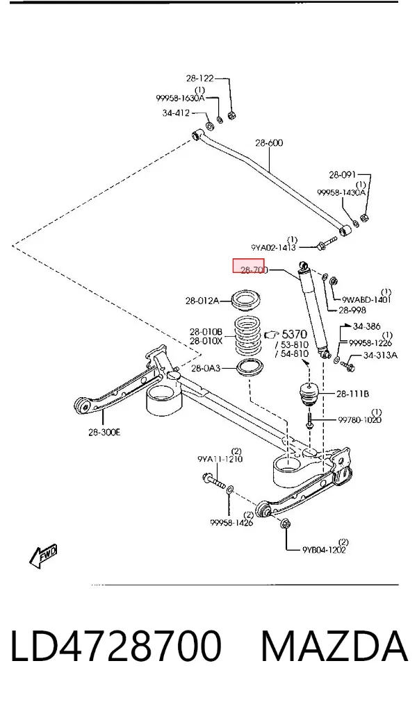 Amortyzator tylny LD4728700 Mazda